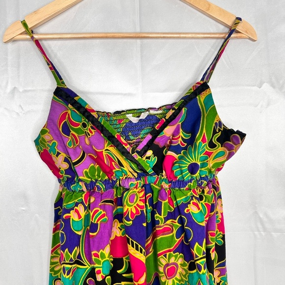 Boho Floral Maxi Dress Bright Multicolor Festival Vacation Style Size Medium ✨ - Picture 2 of 10